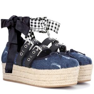 Never been worn  MiuMiu espadrille ballet denim shoes